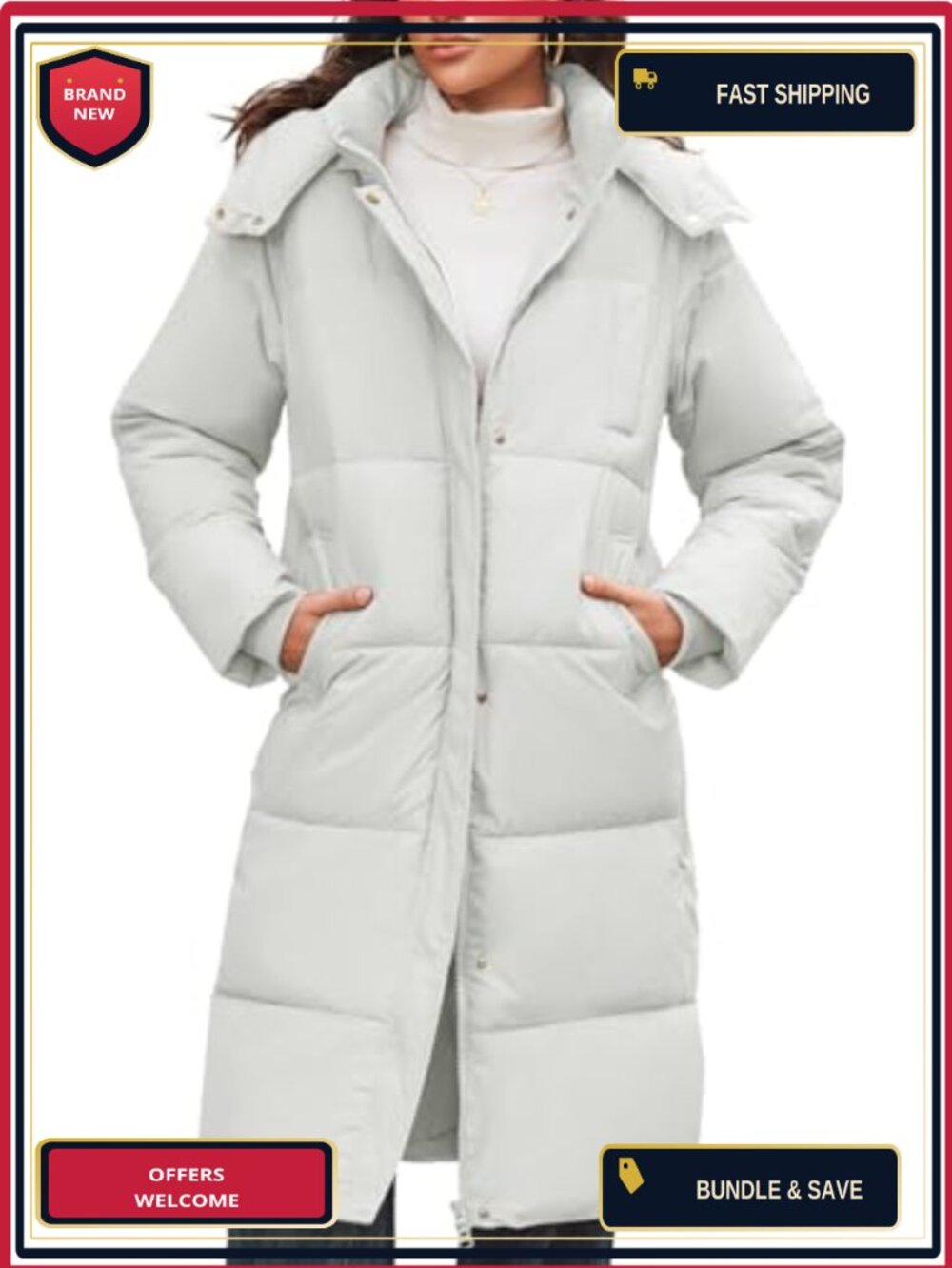 Women's Long Puffer Coat Hooded Winter Jacket Quilted Down Parka